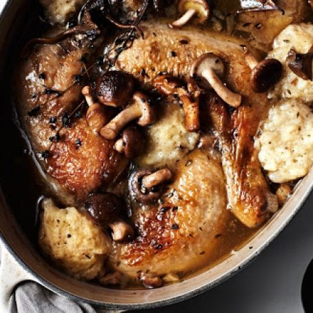 Chicken and Dumplings with Mushrooms