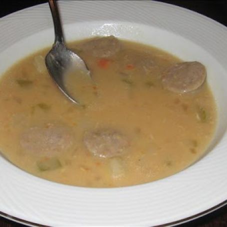 Cheesy Bratwurst and Beer Soup