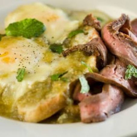 Breakfast (Steak and Eggs with Salsa Verde & Fontina)