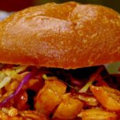 Bourbon BBQ Pulled Chicken Sandwiches and Green Apple Slaw