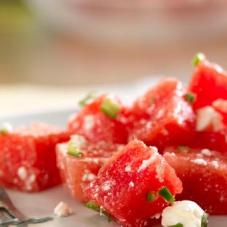 Watermelon and Feta with Lime and Serrano Chili Peppers