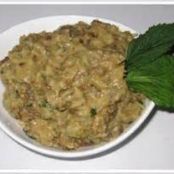 Indian Eggplant and Onion Dip with Pita Chips