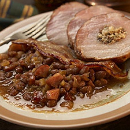 Baked Beans with apples and sausage