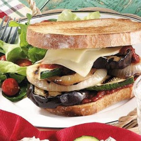 Grilled Eggplant Pizza Sandwiches