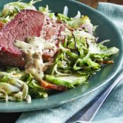 Sauteed Cabbage and Brussels Sprouts with Bacon and Caramelized Shallots