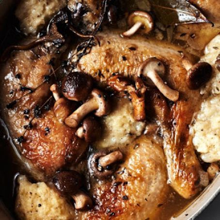 Chicken and Dumplings with Mushrooms