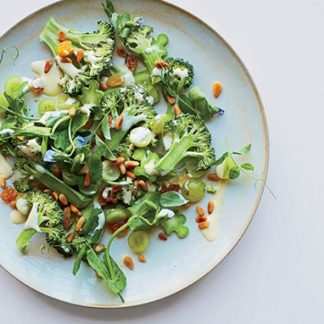 Broccoli Carpaccio with Grapes and Watercress