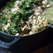 Lemon Braised Chicken & Beans with Mint Pesto