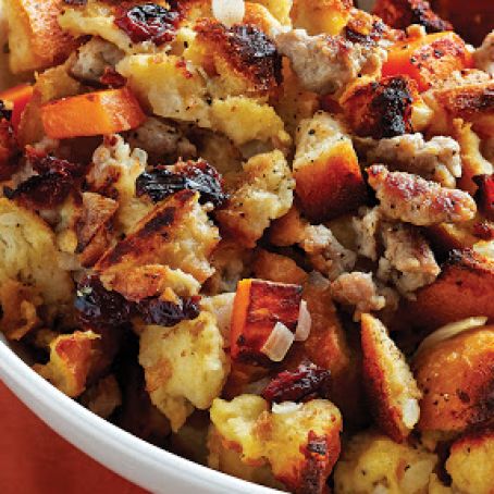 Barbecued Sausage, Sweet Potato & Cherry Stuffing