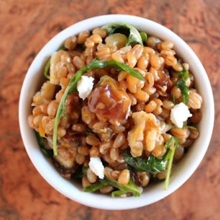 Date and Walnut Wheat Berry Salad with Orange Vinaigrette