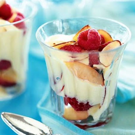 Raspberry-Nectarine Parfaits with Peach Sabayan