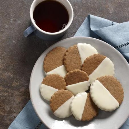 White Chocolate Dipped Gingerbread Cookies