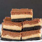 Layered Peanut Butter Chocolate Cheesecake Bars