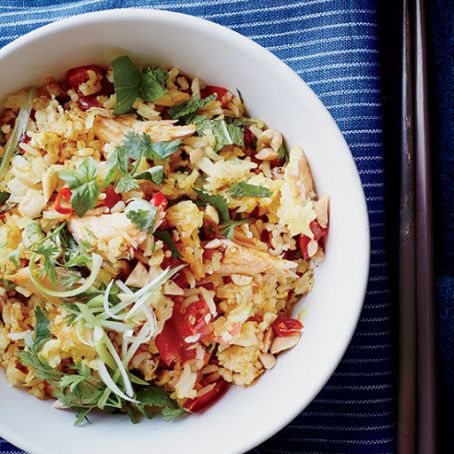Curried Fried Rice with Smoked Trout