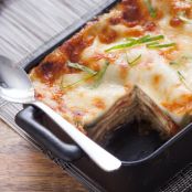 Eggplant Lasagna with Bechamel Sauce & Fresh Spinach Noodles