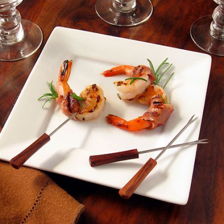 Orange & Rosemary Prosciutto-Wrapped Grilled Shrimp