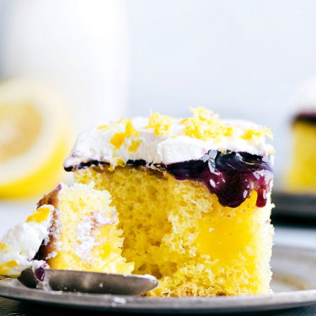 Lemon Blueberry Poke Cake 