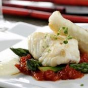 RAPE CON MERMELADA DE TOMATE Y CREMA DE COLIFLOR