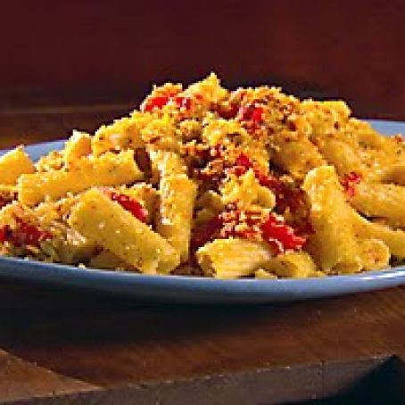 Rigatoni with Red Pepper, Almonds, and Bread Crumbs