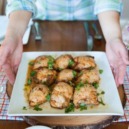 Honey & Chili Chicken Thighs with Creamy Cilantro Sauce