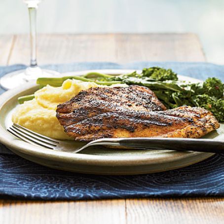 Grilled Tilapia with Smoked Paprika and Parmesan Polenta