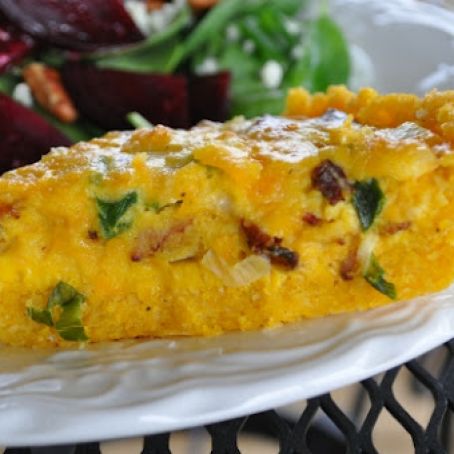 Bacon Cheddar Scallion Tart with Grits Crust