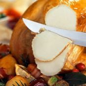 Roast turkey and stuffing in a pan