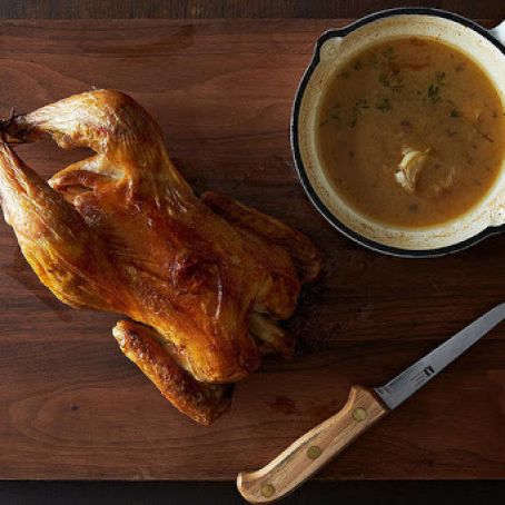 Chicken-Roast with Garlic and Herb Pan Sauce