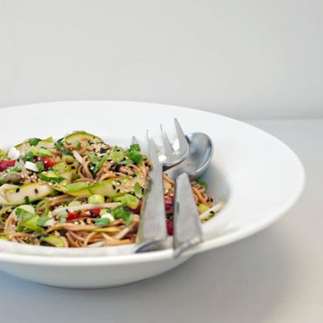 Sesame-Ginger Soba Noodle Salad With Ribboned Asparagus