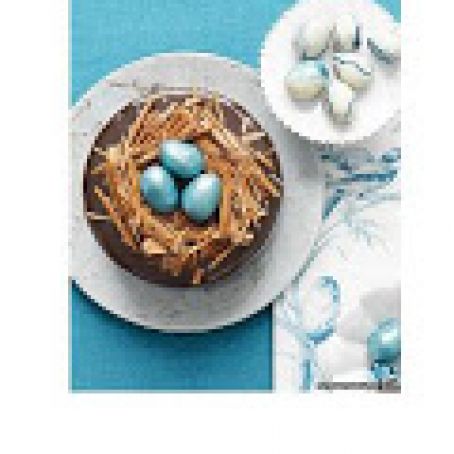 Rich Chocolate Cake with Ganache Frosting and Truffle-Egg Nest
