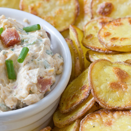 Loaded Baked Potato Dip with Homemade Chips