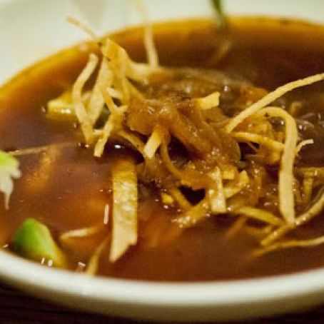 Toasted Tortilla Soup With Fresh Cheese And Chile Pasilla