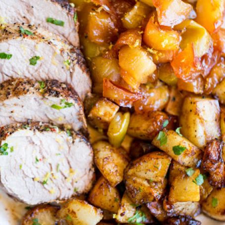HONEY APPLE PORK WITH POTATOES (ONE PAN!)