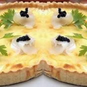 TARTALETA DE QUESO CON BACALAO AHUMADO