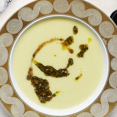 Leek and Sweet Onion Soup With Tarragon Salsa Verde Recipe