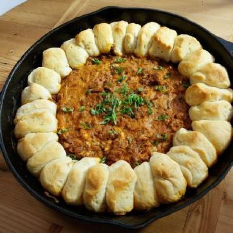 Chili Cheese Dip with Biscuit Dippers