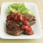 Pan-Seared Rib-Eye Steak with Balsamic Onion & Tomato Salsa