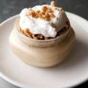 Maple and Whiskey Pudding with Benton’s Bacon Crumble and Whipped Cream
