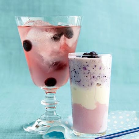 Blueberry infused gin & Red,white, Blueberry concrete milkshake