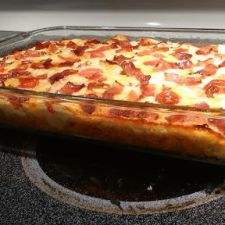 Chicken Bacon Alfredo Deep Dish Pizza