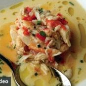 Silky Corn Soup with Truffle Oil and King Crab Meat