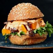 Roasted Butternut Squash, carmalized onions and sriracha mayo burger