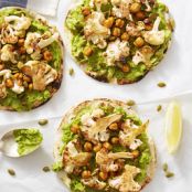BBQ Chickpea & Cauliflower Flatbreads with Avocado Mash