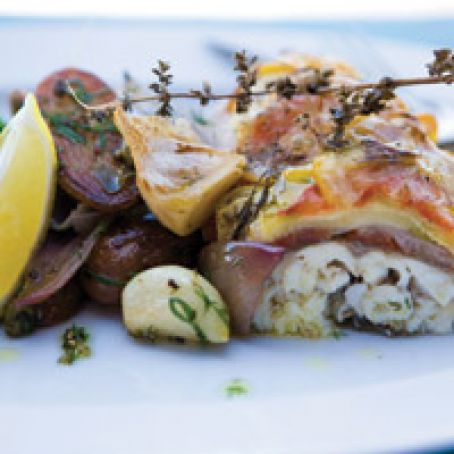 Roasted Sea Bass with Summer Squash