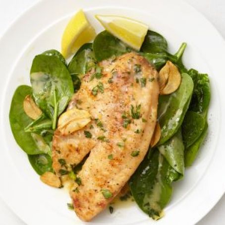 Lemon-Garlic Tilapia with Spinach