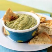 Avocado Tomatillo Dip with Cumin Pita Chips