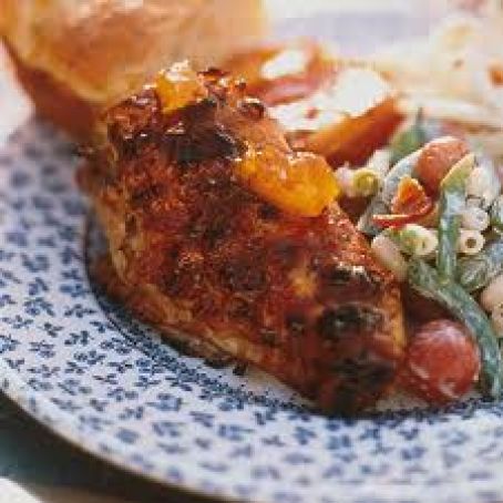 Barbecued Chicken Breasts with Spicy Peach Glaze