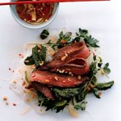 Asian Flank Steak Salad Over Cold Noodles