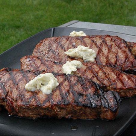New York Strip Steaks with Blue Cheese Butter