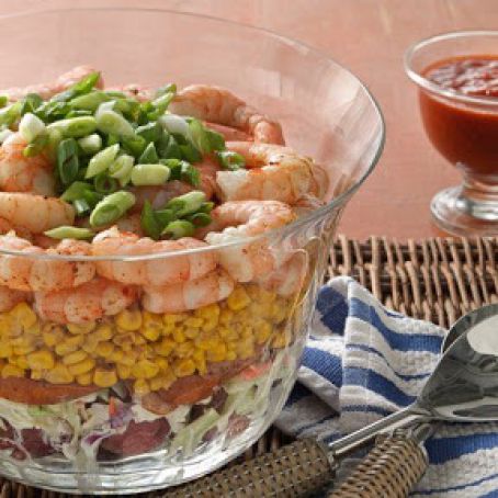 Layered Shrimp Boil Salad